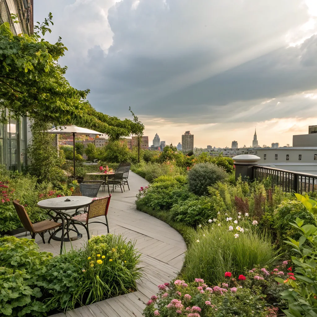Lush Rooftop Garden